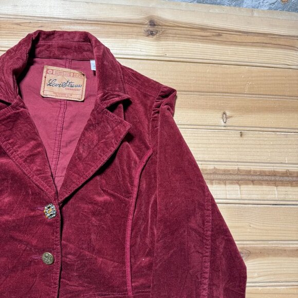 Vintage Y2K Levi Strauss Rhinestone Button Notched Lapel Corduroy Jacket Small - Picture 5 of 12